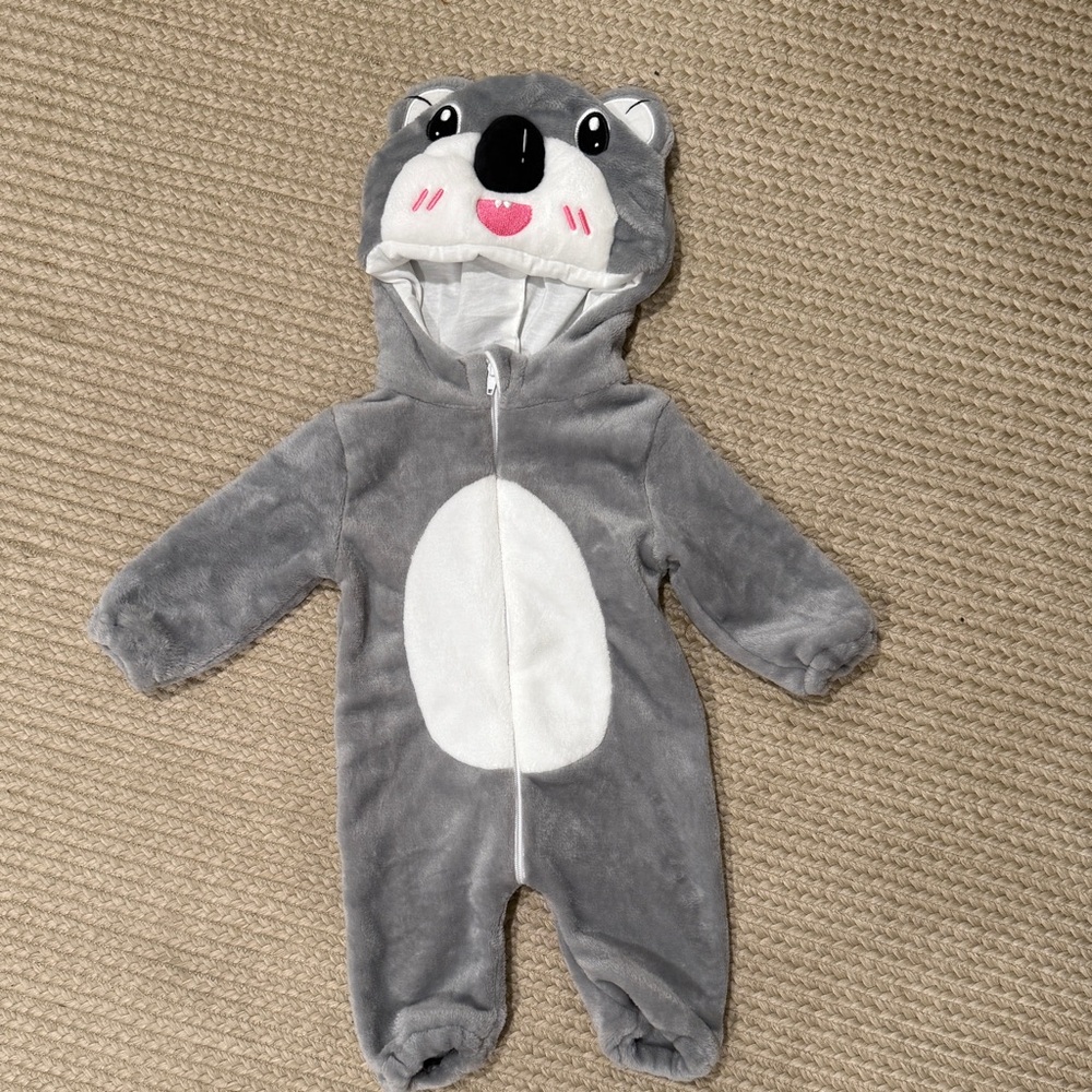 Gray Koala Bear Hooded Kids One Piece Halloween Costume 6-12months